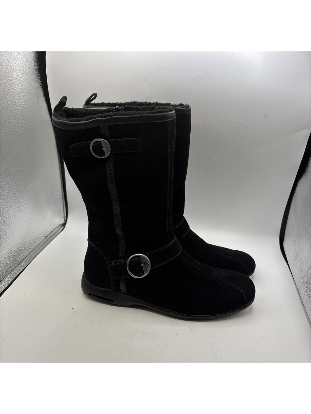Nike Air  Black Suede Side Zip Mid-Calf Winter Boots Women’s Size 10 B